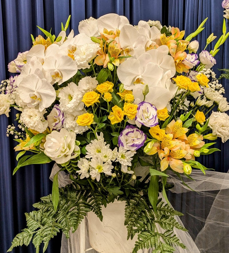 胡蝶蘭・黄色・ムラサキ供花【埼玉県川越市葬儀セレモニーサロン】